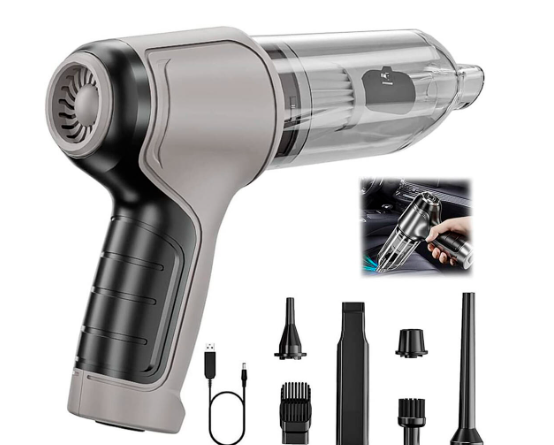 Aspirador de Mano Inalámbrico 4 en 1 con Soplador y Compresor, USB, para Hogar y Coche