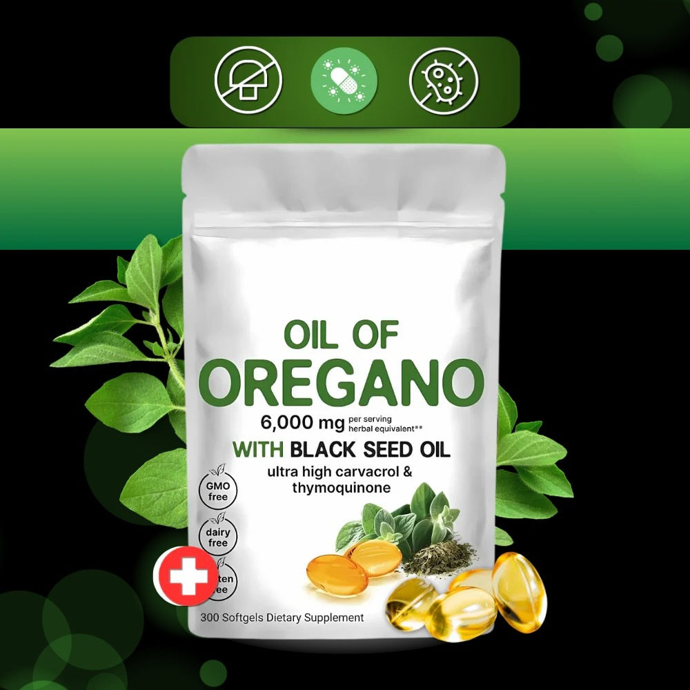 Aceite de Orégano con Aceite de Comino Negro 180 Softgels (6.000 mg)